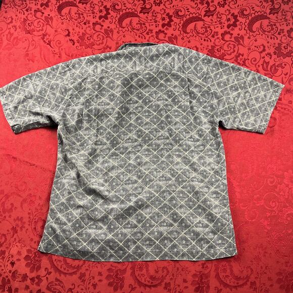 Tommy Bahama Shirt Mens M Gray Silk Geometric Beach Button Up Short Sleeve - Picture 7 of 8